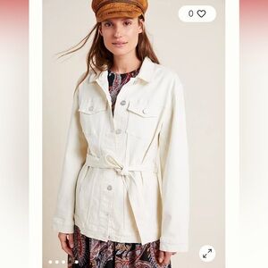 NWOT - Sanctuary for Anthropologie Jessa Belted Denim Trucker Jacket